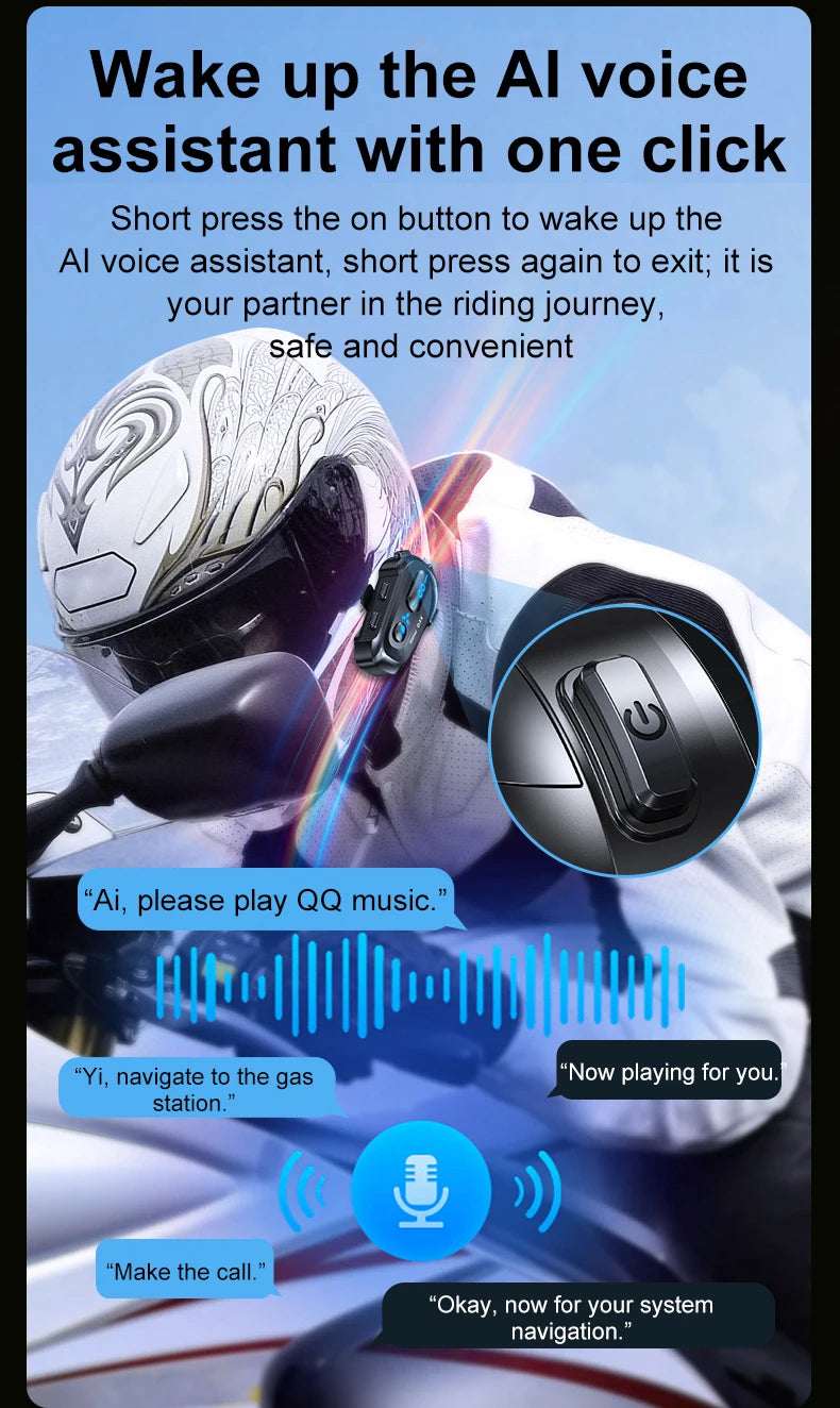 Interphone pour casque de moto D3X, Bluetooth, batterie haute capacité 2024 mAH, réponse automatique pour appels lncoming, étanche IP56, nouveauté 1000