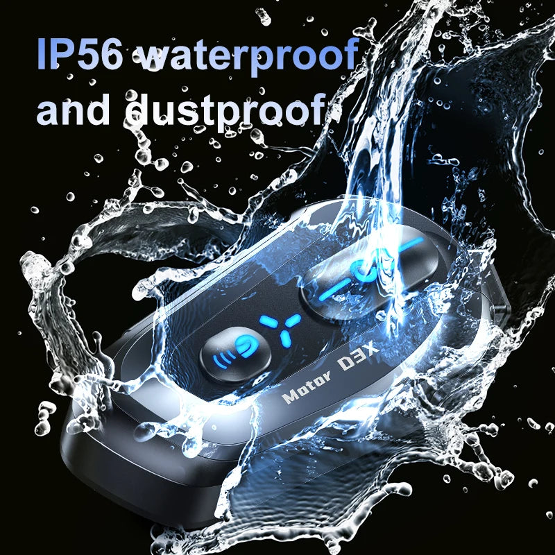 Interphone pour casque de moto D3X, Bluetooth, batterie haute capacité 2024 mAH, réponse automatique pour appels lncoming, étanche IP56, nouveauté 1000