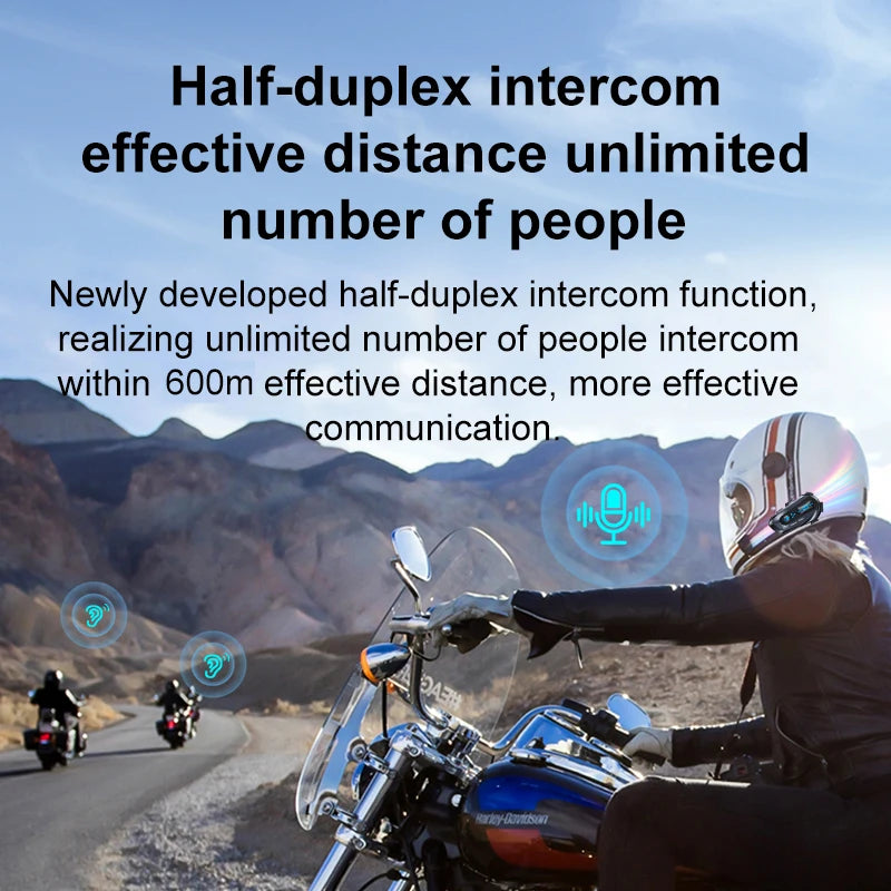 Interphone pour casque de moto D3X, Bluetooth, batterie haute capacité 2024 mAH, réponse automatique pour appels lncoming, étanche IP56, nouveauté 1000