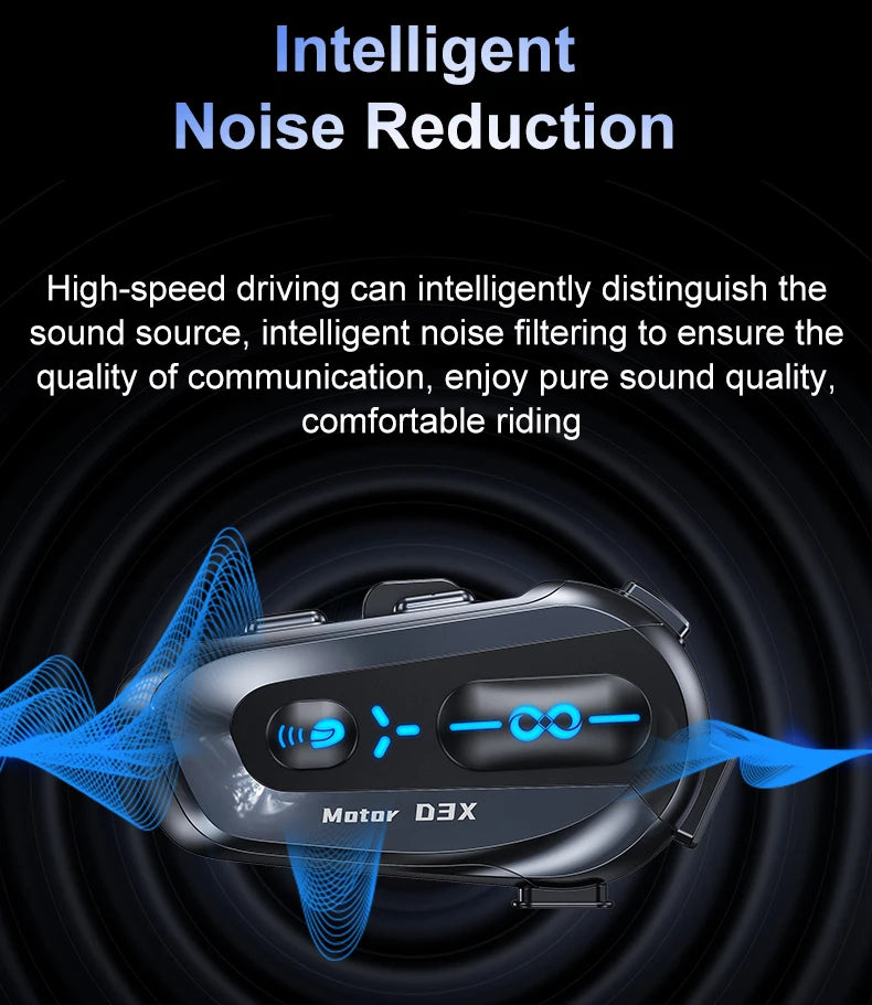 Interphone pour casque de moto D3X, Bluetooth, batterie haute capacité 2024 mAH, réponse automatique pour appels lncoming, étanche IP56, nouveauté 1000